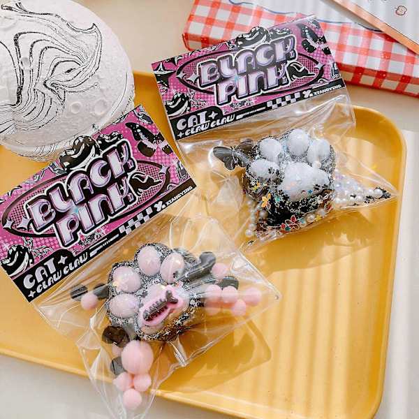 Taba Cat Squishy -puristinlelut, Kissan tassut Mochi Squishy Stressiä Lievittävä Squishies Black  Pink