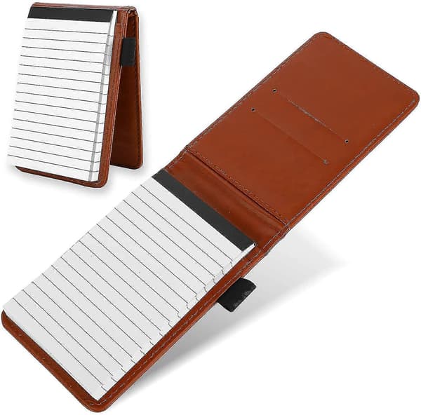 Læder Lomme Notesblok Holder, Mini Notesbog Business Holder Multifunktionel Notesblok