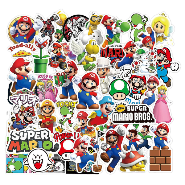 100 stk Super Mario Stickers, anime Stickers Cartoon Waterproof Stickers