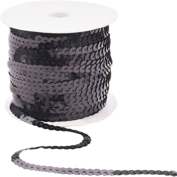Sequinbånd Sequin kant black 6mm100yard