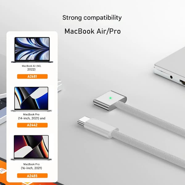 Magnetisk USB C til Magsafe 3 opladerkabel (140w), magnetisk opladerkabel