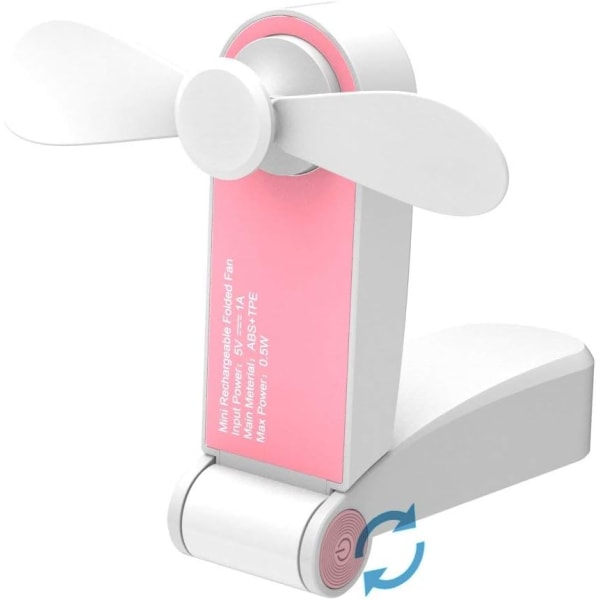 Håndholdt mini blæser bærbar foldelomme blæser USB genopladelig skrivebordsventilator Små rejseventilatorer til hjemmet, rejser, camping, 2 hastigheder