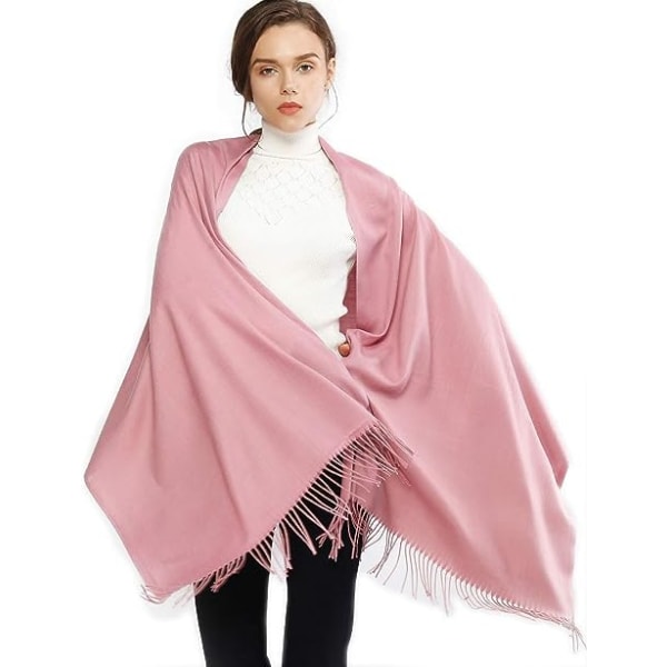Damhalsdukar Pashminasjalar och omslag för bröllopssjalar för kvinnor Vinter(Rosa)