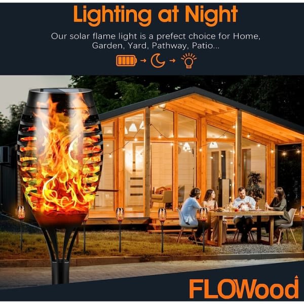 Utomhus solcellslampor för trädgård, 4-pack 12 LED solcellslampor, IP65 vattentät solcellslampa