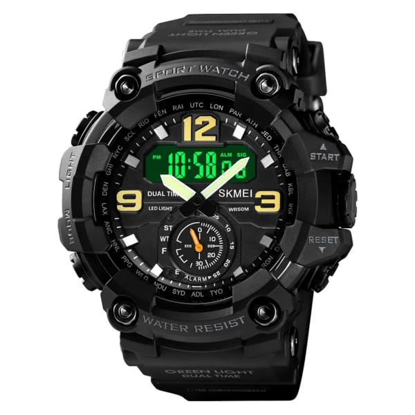 Mænds Digitale Ur SKMEI Classic 5ATM Vandafvisende Smartwatch med Alarm LED Baggrundsbelysning Dobbelt Skærm Elektronisk Analog 12/24 Format