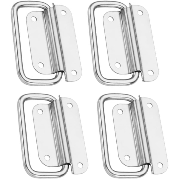 4 Pieces Pull Sturdy Chest Handles, Handles for Toolbox, Stainless Steel Toolbox Chest Ring Pull Handle, Folding Handles