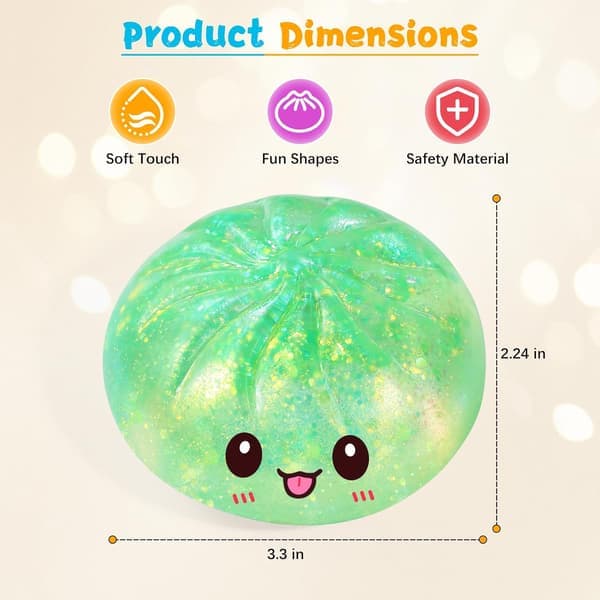 Sugar Glitter Dumpling Squishy Mystery Box, Viral Bao Bun Squeeze Toy, Stress Relief Gift (Grön)