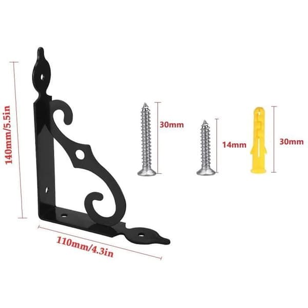 É Fästkonsol - Svart - 4-pack - 140x110mm - Järn - Multifunktionell