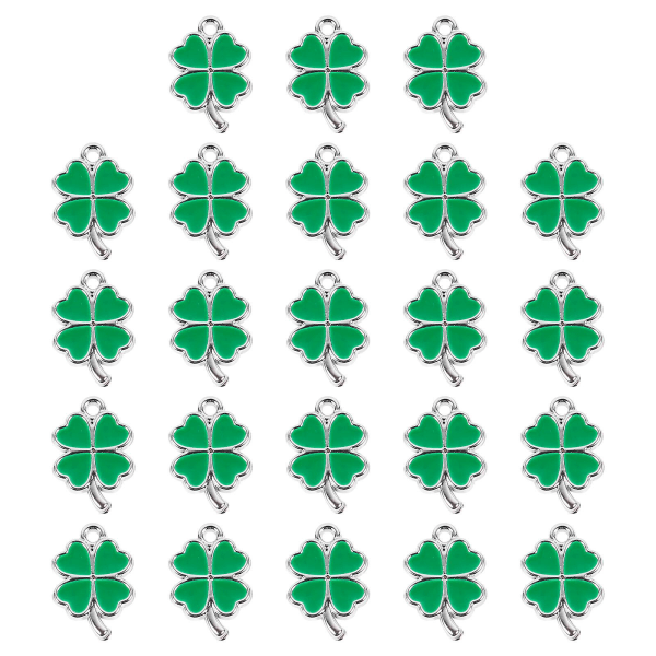 25 stk. Charms Vedhæng Smykker Chic DIY Firekløver Vedhæng (2x2,5 cm, Grøn)