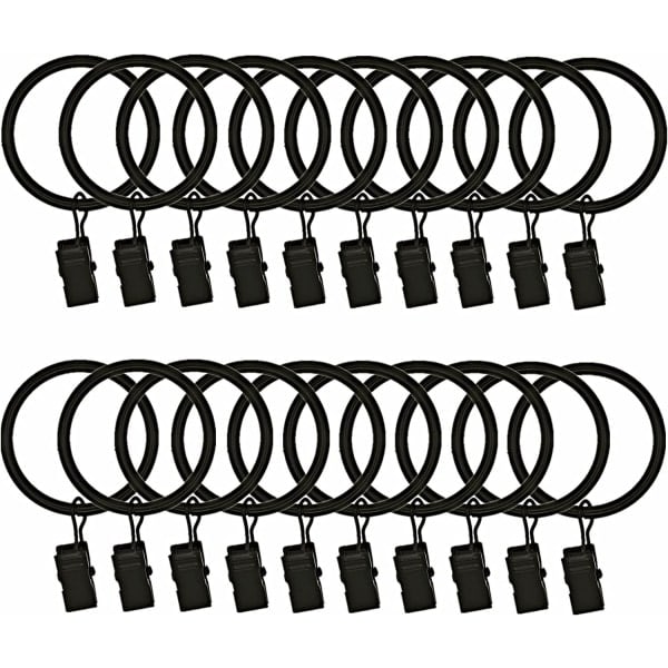 Sæt med 20 gardinklips 3,0 mm x 25 mm Sort
