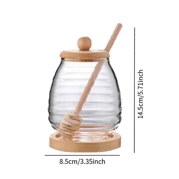 Glas Honningdispenser Klar Honningbeholder til Bryllup Køkken Spisebord Sort Streg 500ml