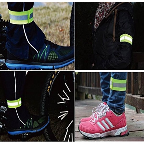 Hög Synlighet Reflexband för handled/fotled/arm, Säkerhetsutrustning för Löpning, Cykling, Hundpromenader, Jogging eller Aktiviteter Tidigt på Morgonen och Natten