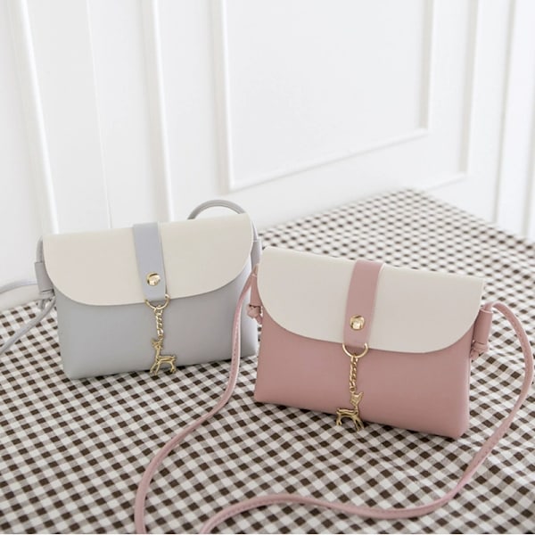Liten Crossbody-veske for jenter PU-lær Skulderveske Crossbody-pung Gaver til tenåringsjenter Gray