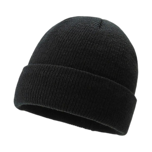 Vinter Beanie Hat til Mænd, Termisk Strikket Hat, Uldhat, Varmt og Åndbart, Sort