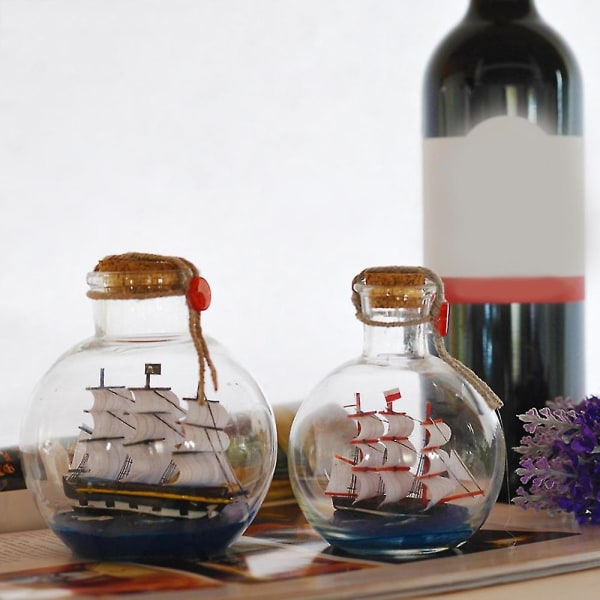 Ship In A Glass Bottle Dekor, Håndlaget Pirat Seilbåt Gave, Rom Dekor, Hjemmekontor Dekor, Nautical Battle Ship, Middelhavet Ønskeflaske Gif small