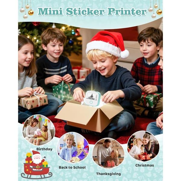 Mini bærbar termisk printer - Selvklæbende printer T02 - Blækfri lommeprinter - Ideel til forelæsningsnoter