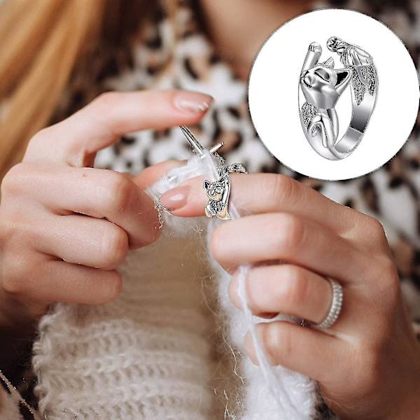 10 stk justerbar strikkepinne heklet ring katteformet slangeformet åpen ring garn guide metall strikkefingerbøl justerbar flettet ring hekling tilbehør