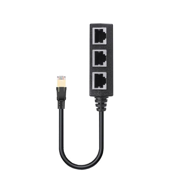 RJ45 Ethernet-stikkontakt Splitter 1 til 3 Sokkel Internetkabel Cat 5 6 7
