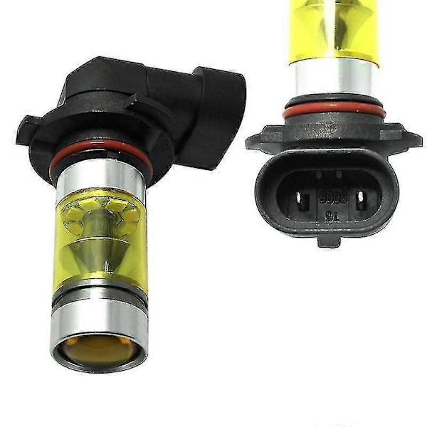 Nye 2x 9005 H10 9145 3000k Gule 100w LED Hovedlys Pærer Sett Tåkelys