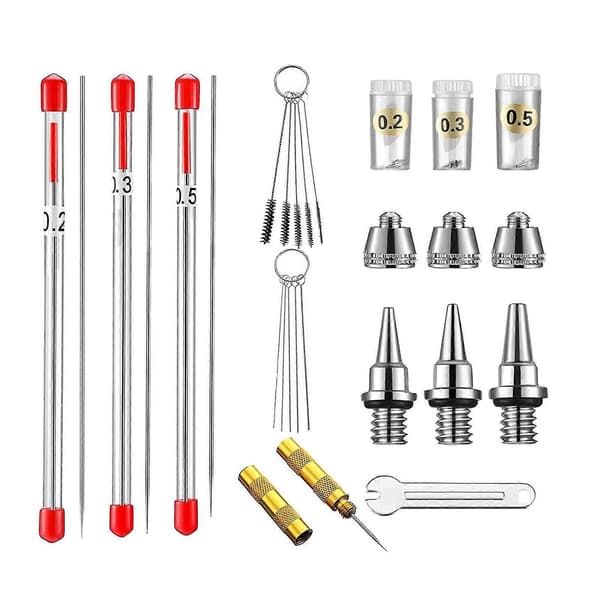 13 Delar 0,2 mm 0,3 mm 0,5 mm Airbrush Munstycksset Utrustning Med Skiftnyckel