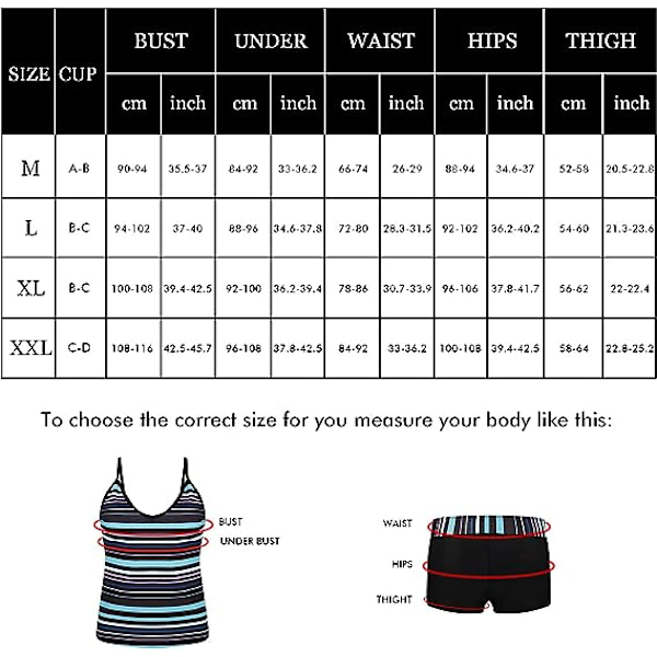 Uimapuku Naisille 2-osainen Uimapukusetti V-kaula-aukko Push up Halter Ruffle Vatsan Hallinta Urheiluuimapuku Naisten Elegantti Uima-asu(XL)