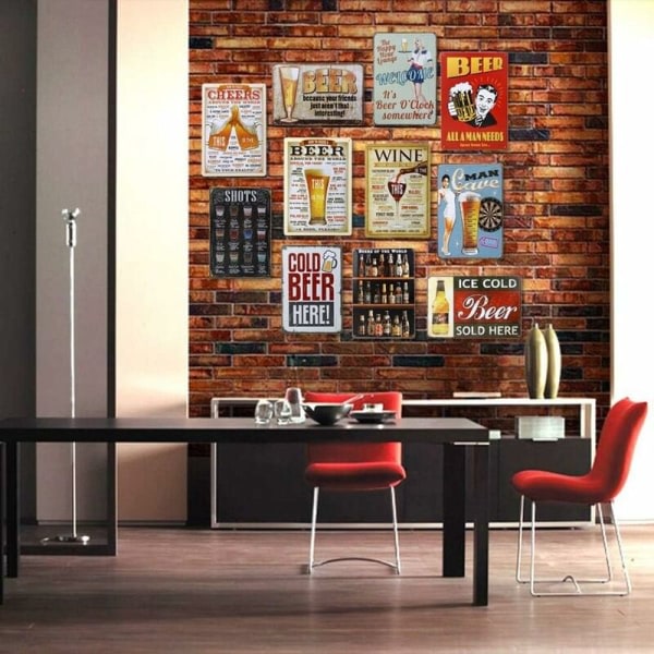 Stort vintage blikskilt 20x30 cm væg metal plakat dekorativ tallerken til cafe bar restaurant pub øl serie