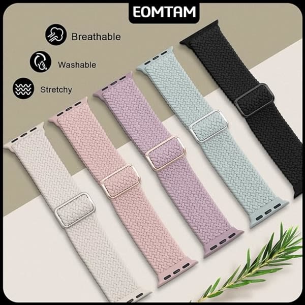 5 kappaleen punottu yhteensopiva Apple Watch -ranneke 38mm 40mm 41mm 42mm 44mm 45mm 49mm naisille ja miehille iWatch Series Ultra 8 SE 7 6 5 4 3