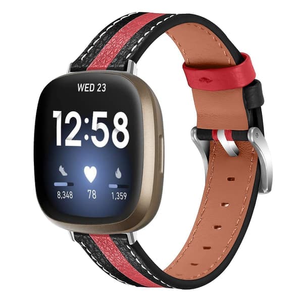 Til Fitbit Versa 4/Sense 2 Ægte okselæder urrem Farvematchende urrem med spænde Flerfarvet Fitbit Versa 4 Style A