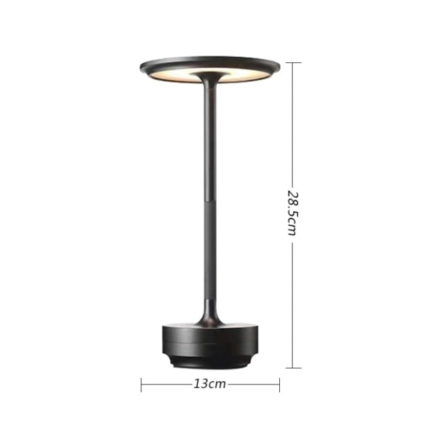 Sladdlös bordslampa dimbar vattentät metall USB-laddningsbar bordslampa svart