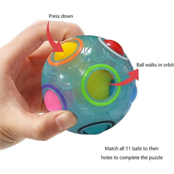Magic Rainbow Ball, Fidget Ball Speed ​​Cube Pussel Ball Cube Brain Teasers Pedagogisk leksak för barn och vuxna, blå, 65 mm