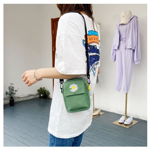Crossbody-telefonväska, söt miniryggsäck i canvas med dragkedja, axelväska med dubbla lager, justerbar rem, mobiltelefonplånbok, väska för förvaring av småsaker
