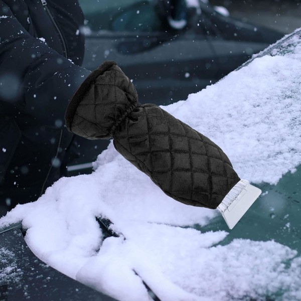Ice Scraper Rukkanen tuulilasille, Lumikaavin lämmittävällä pehmeällä vuoratulla käsineellä, vedenpitävä, lumivetolasta erittäin kevyt auton ikkunan jäänpoistotyökalu