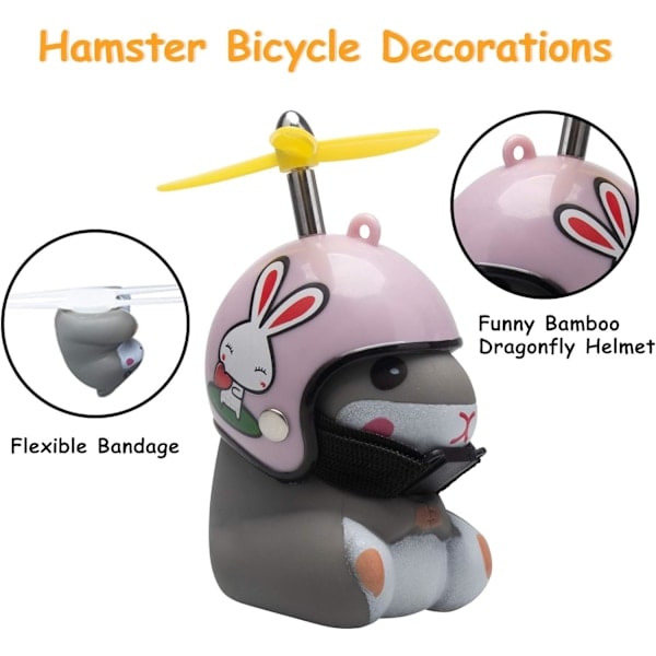 Pyöräkello Valolla ja Kypärällä, Söötti Eläin Pyörän Torvi, Kojelaudan Koristeleminen Leikkikalu Moottoripyörä Pyöräkellot Liimatut Koristeet Pink rabbit helmet mouse