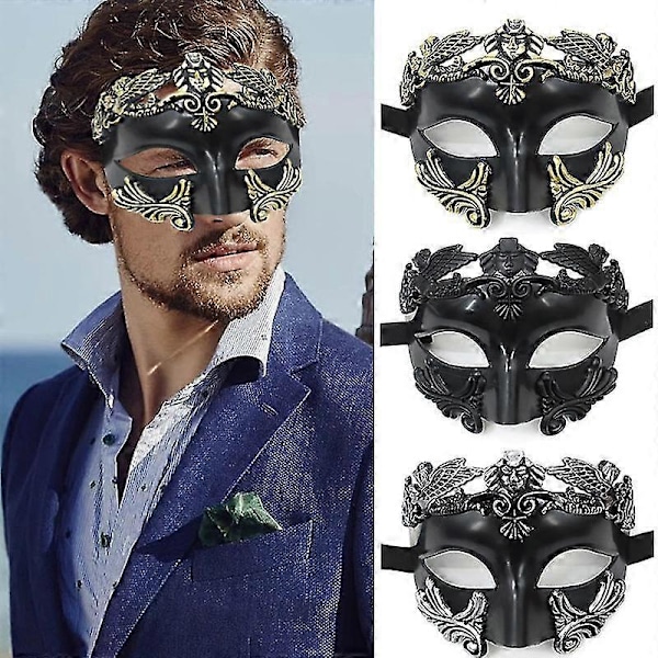 Antik Grekisk Spartansk Krigare Romersk Maskeradmask Män Venetiansk Mask Bröllopsmask Maskerad Mask Bröllopsmask Burlesk Maskeradfest black
