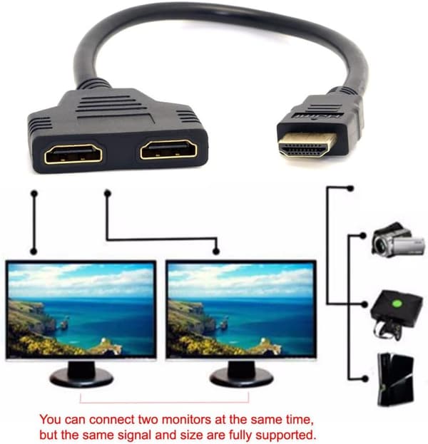 HDMI Han til 2 HDMI Hun 1 Ind 2 Ud Splitterkabel Adapter Konverter