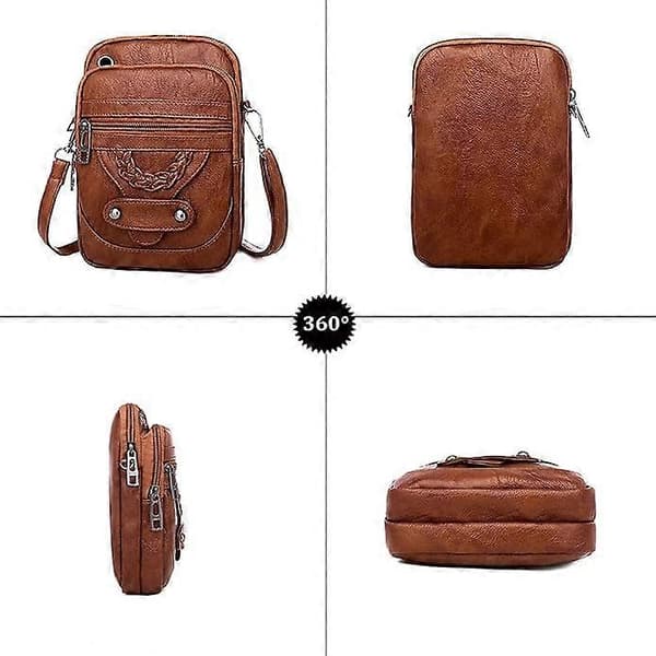 Dam Crossbody Telefonväska, Små Mjuka Läderhandväskor Axelväskor Dam Multifunktionell Påse Mini Messenger Väska