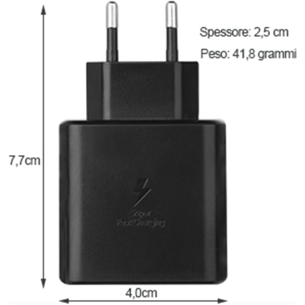 45W USB Type C Rask Ultrarask vegglader for Samsung svart