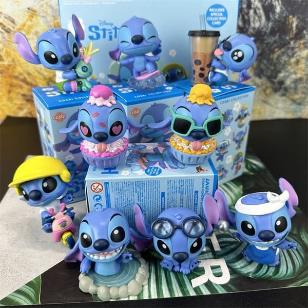 Lilo og Stitch blindboks, håndlaget samling av Stitch søt dukke, skrivebordsornamenter, dukkebursdagsgave Sit-down style