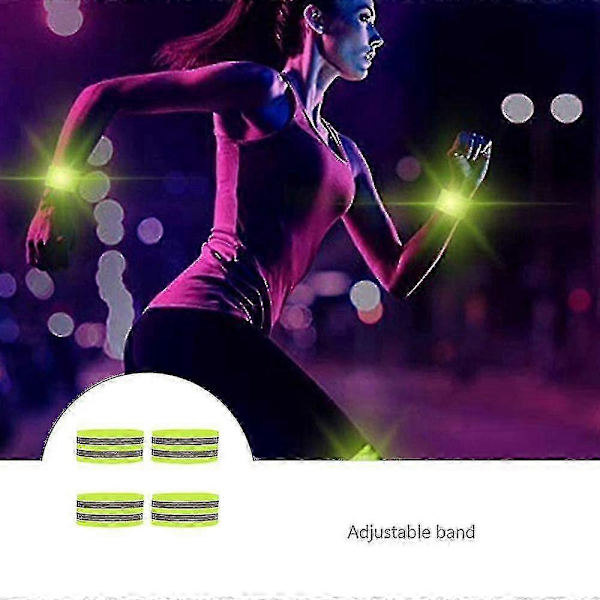 4 stycken reflexband för handled, arm, fotled, grön Happy H