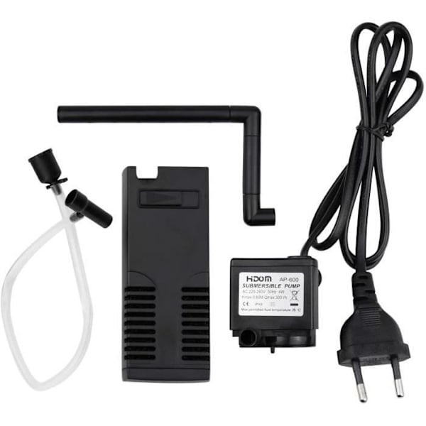 Internt filter til akvarium 3 W/4 W 20L-60L Justerbart internt filter med filtersvampe, enkel brug og vedligeholdelse