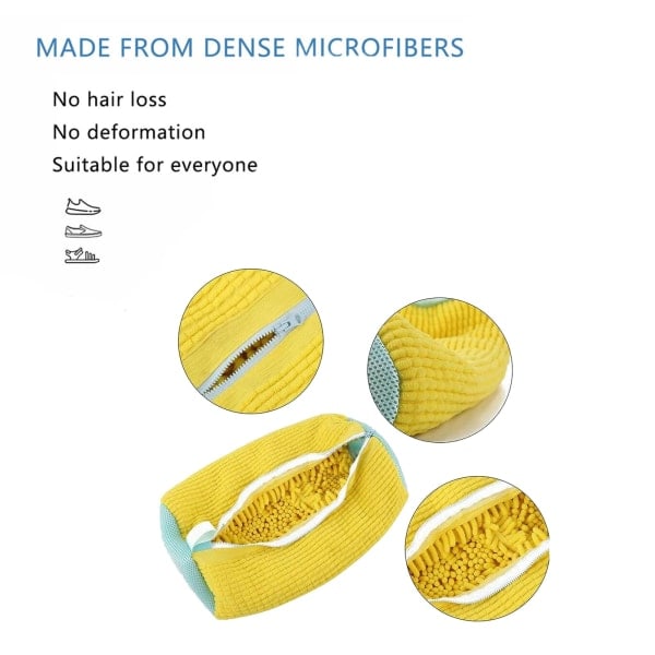 2024 bomullssko vaskeripose vaskeripose fluffy fibre fjerner enkelt smuss Anti-deformasjon Yellow 1pc