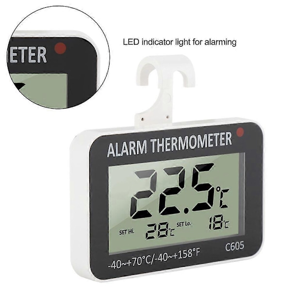 LCD Digitalt Kjøleskapsalarm Termometer Temp Tester Probe for Kjøleskap Fryser
