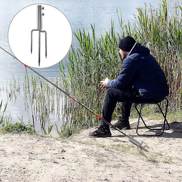 Parasolstand Anker med 3 Pigge, Robust Metal Parasolbase, Udendørs Parasol Stål Anker til Strand Græs Sand G