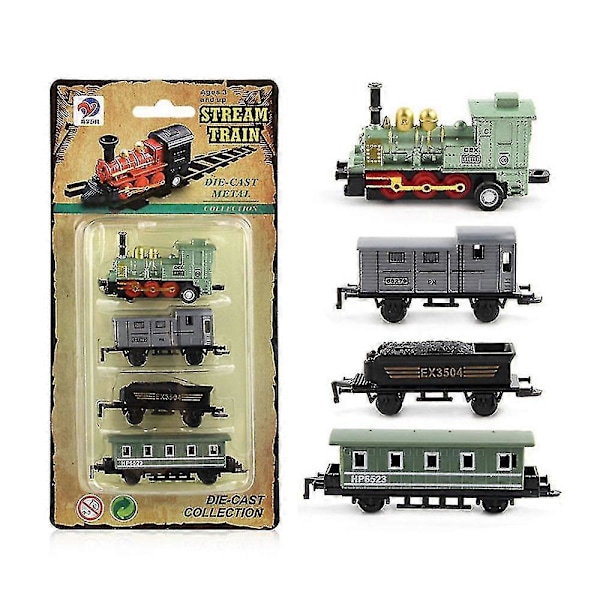 Mini Simulerings Damptog Træk-Tilbage Togmodel Diecasts Lokomotiv Legesæt Legetøj til Børn Drenge Piger green