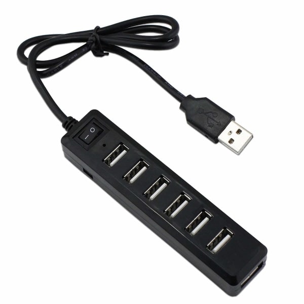 7-portars USB-hubb med höghastighetsutbyggnad för PS3, Xbox, Wii, PC, MAC, bärbar dator, anteckningsbok, Mac Book, NetBook, surfplatta, flik