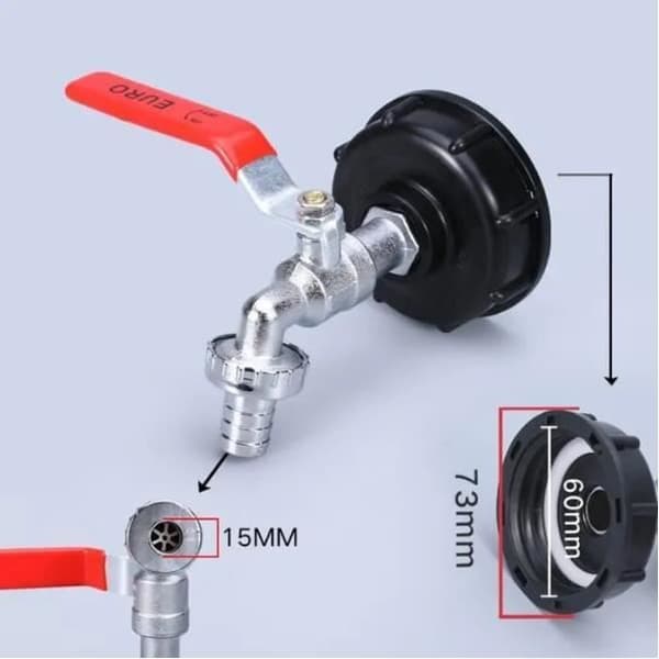 Adapter for IBC-tank, 1/2\" gjenget kobling, 1000L tankkran, regnvannsoppsamlingskran, utløpskran