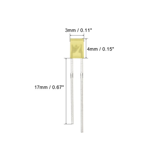 2x3x4mm x LED-ljuslampa, 150st rektangulär, ljus lysdiod för elektronisk komponentindikator, gul