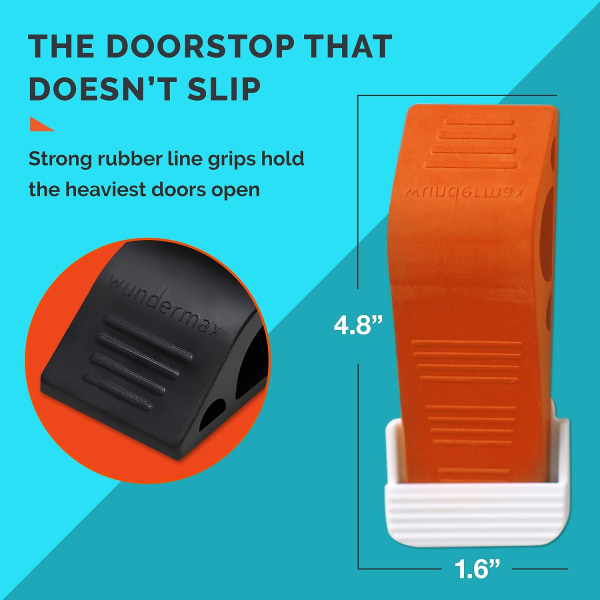Dørstoppere - Pakke med 6 gummisikringskil for bunnen av døren på teppe, betong, fliser, linoleum og tre - Kraftige dørstoppere - Grå
