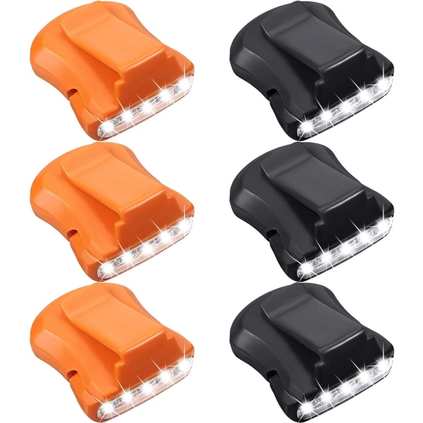 6 st Clip Headlamps Huvudlampor Hjälmtillbehör 5 LED Vridbar Kepshätta Ljusklämma på Ficklampa Ljusklämma på Kepsljus (Svart, Orange)