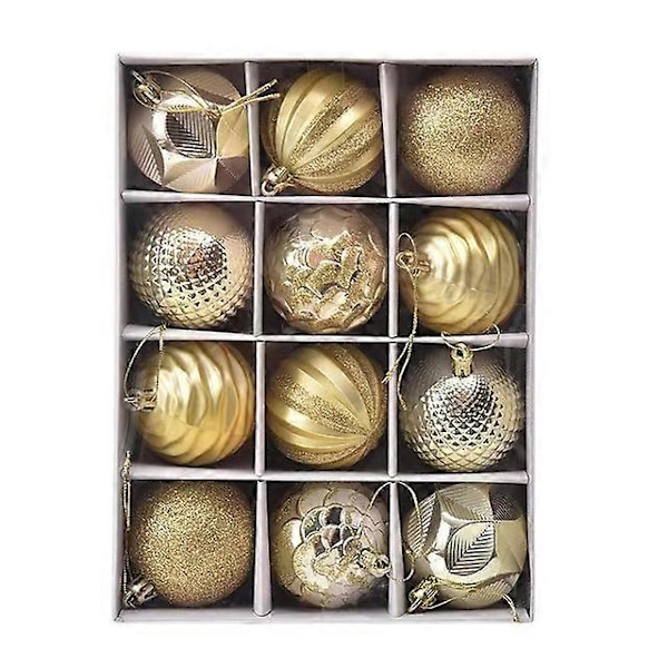 12 st julgranskulor Julgransdekoration Julhemdekoration Gott nytt år Navidad Hängande Kulor Tillbehör Gold 6cm